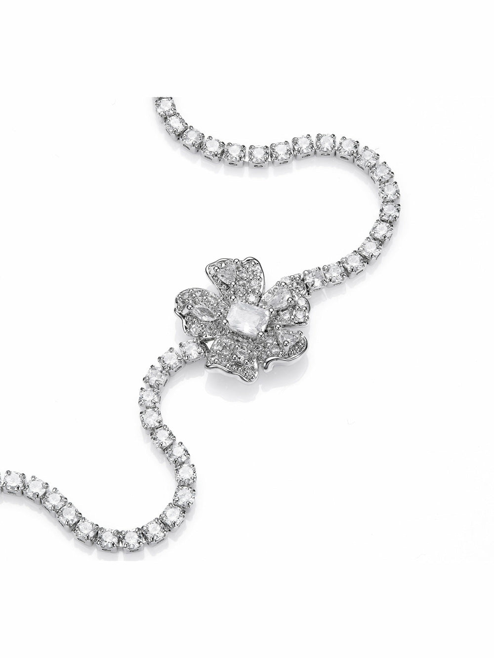 Soleil Floral Crystal White Bracelet | Nana Jacqueline