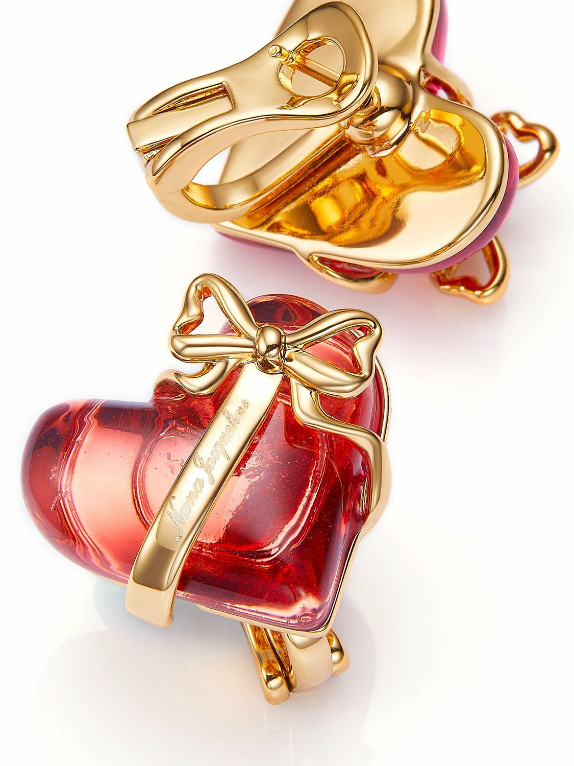 Eléa Bow-Ribbon Heart Red Earrings: Red Earrings for Date Night | Nana Jacqueline