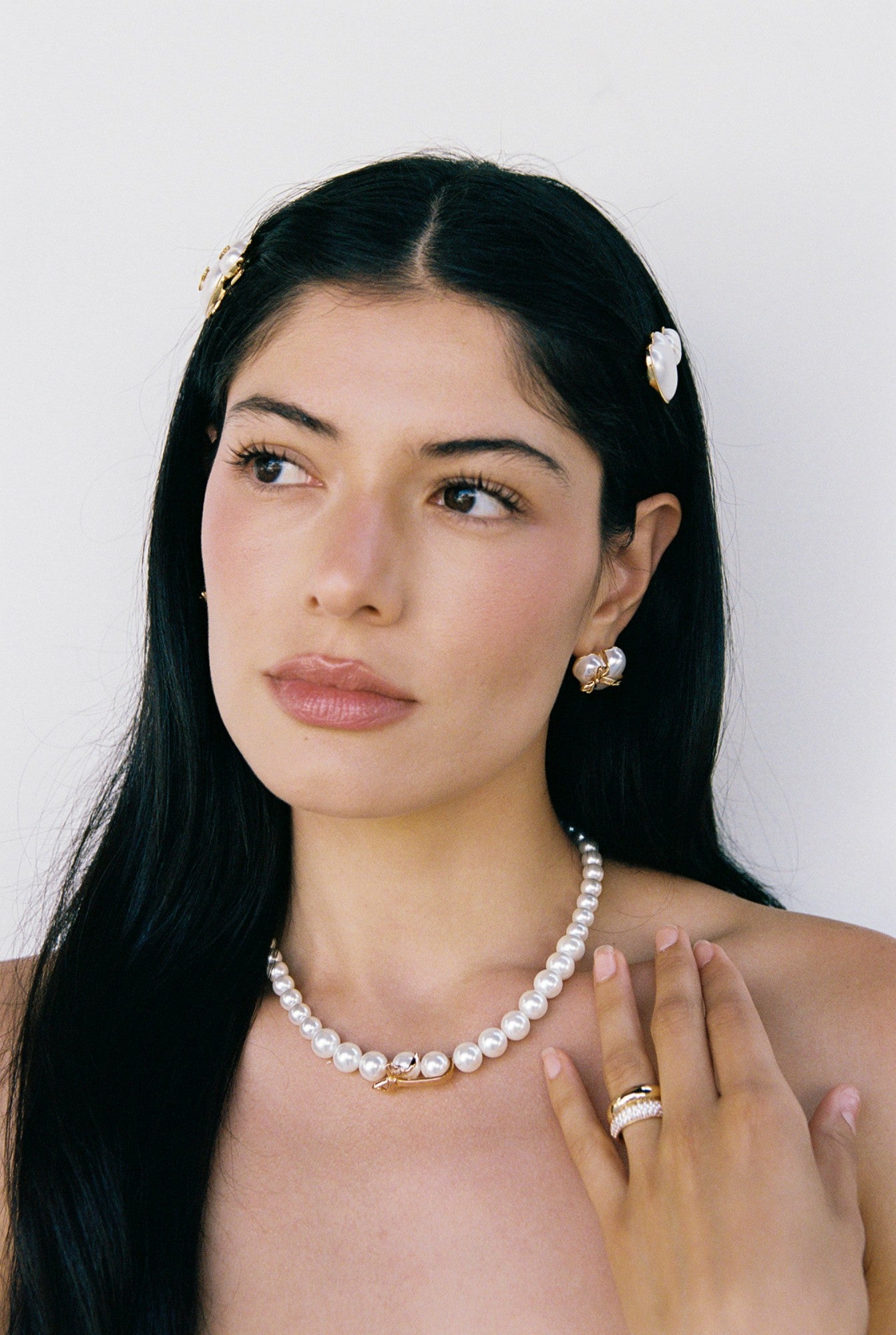 Amor Earrings: White Pearl Earrings for Bridal Shower | Nana Jacqueline