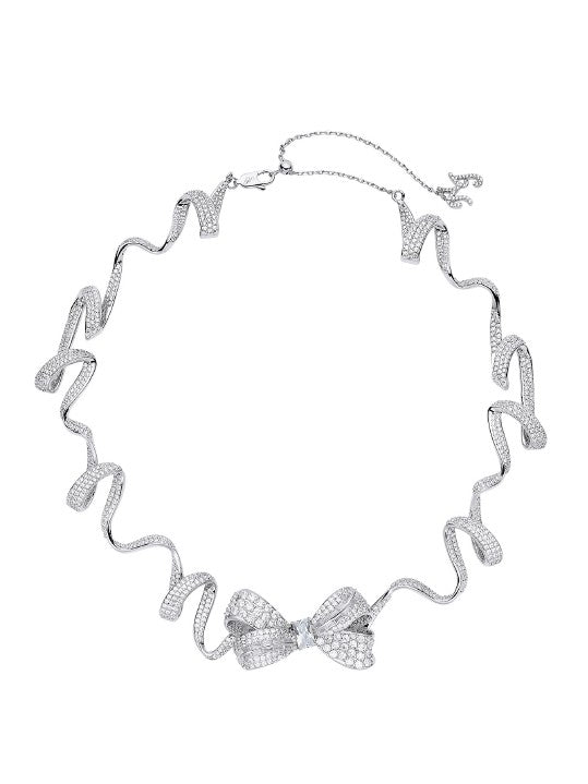 Melanie Bow Necklace: White Necklace for Bridal Shower | Nana Jacqueline