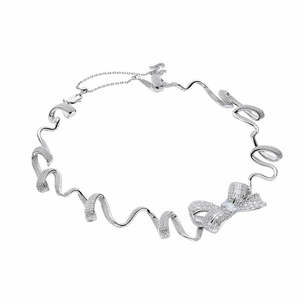 Melanie Bow Necklace: White Necklace for Bridal Shower | Nana Jacqueline