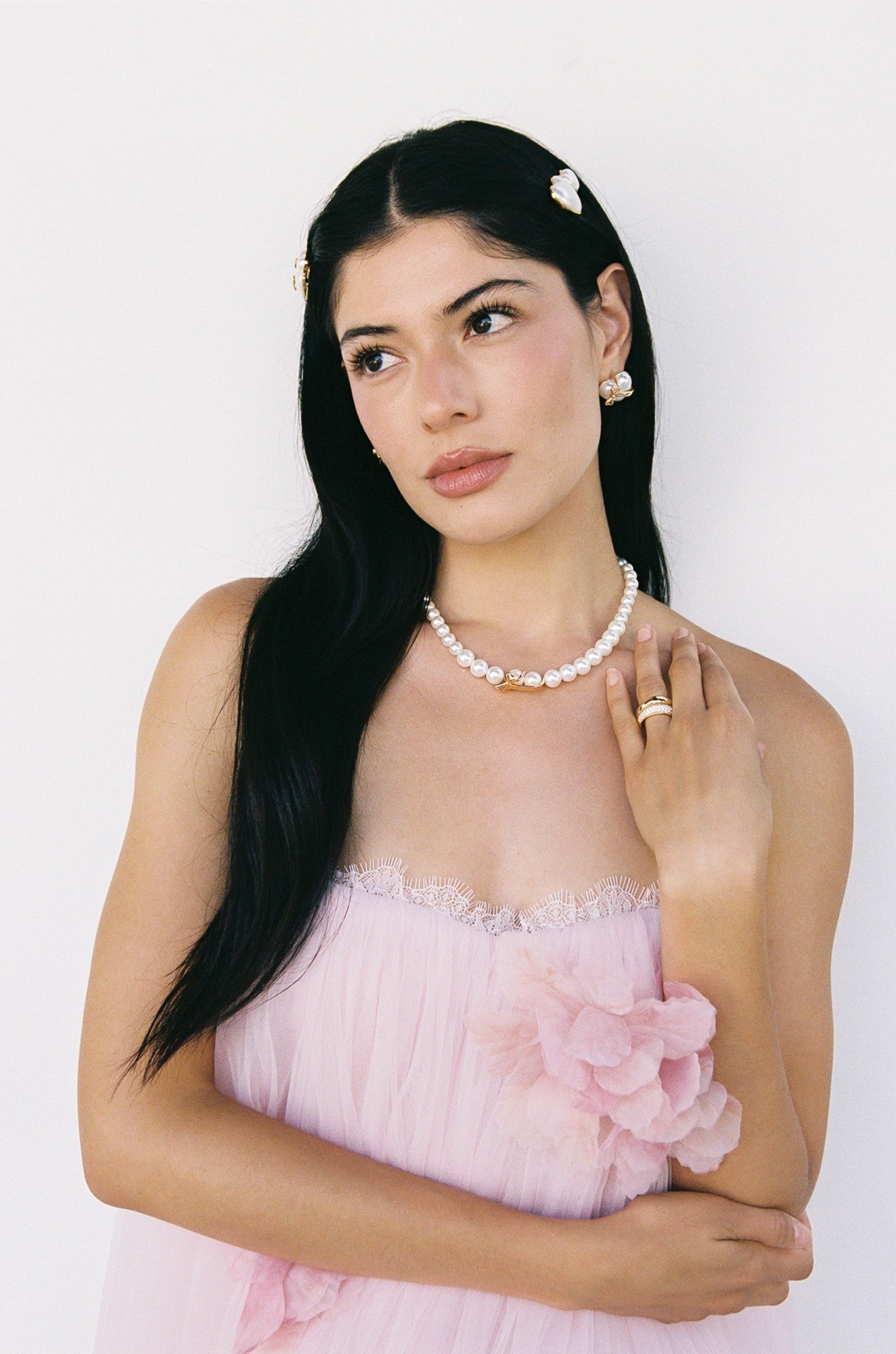 Julisa Necklace: White Pearl Necklace for Bridal Shower | Nana Jacqueline