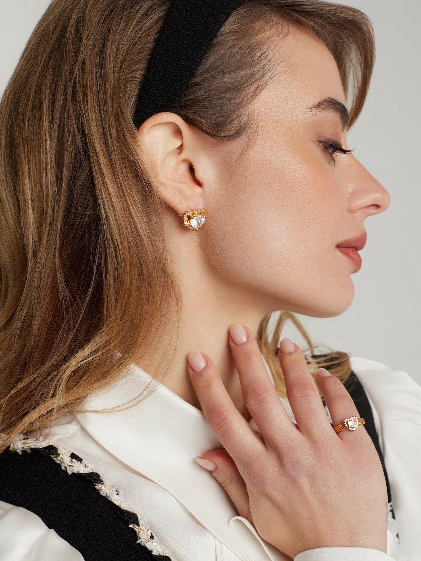 Ambre Heart Earrings: White Earrings for Date Night | Nana Jacqueline
