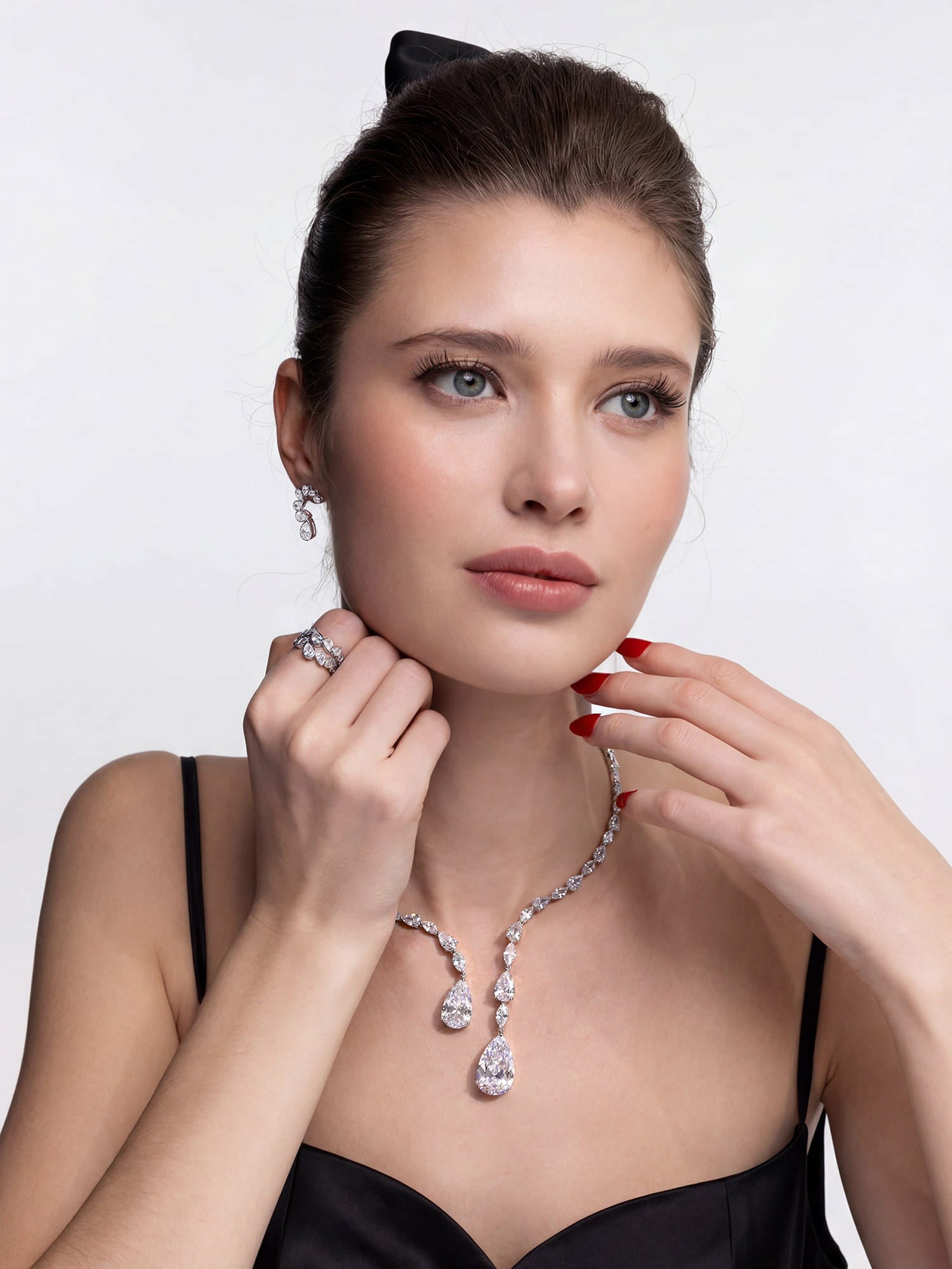 Lilliana Teardrop Earrings: Silver Earrings for Bridal Shower | Nana Jacqueline