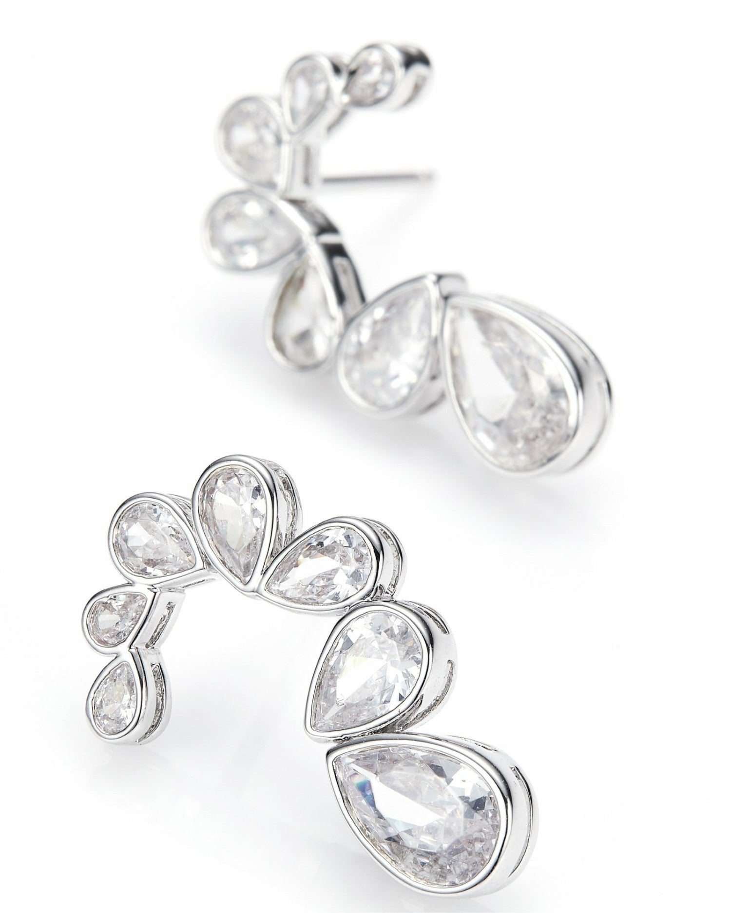 Lilliana Teardrop Earrings: Silver Earrings for Bridal Shower | Nana Jacqueline