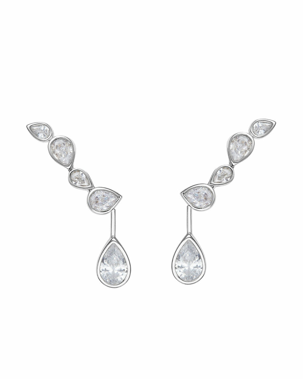 Cristalle Teardrop Earrings: Silver Earrings for Bridal Shower | Nana Jacqueline