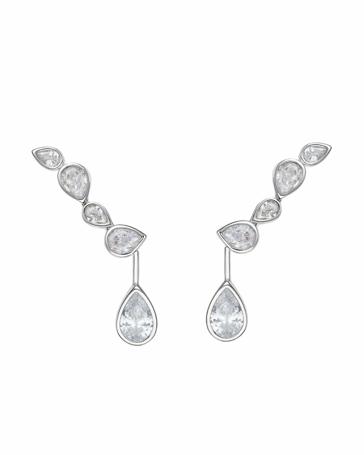 Cristalle Teardrop Earrings: Silver Earrings for Bridal Shower | Nana Jacqueline