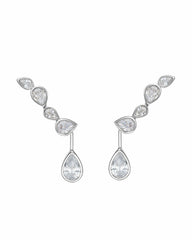 Cristalle Teardrop Earrings: Silver Earrings for Bridal Shower | Nana Jacqueline