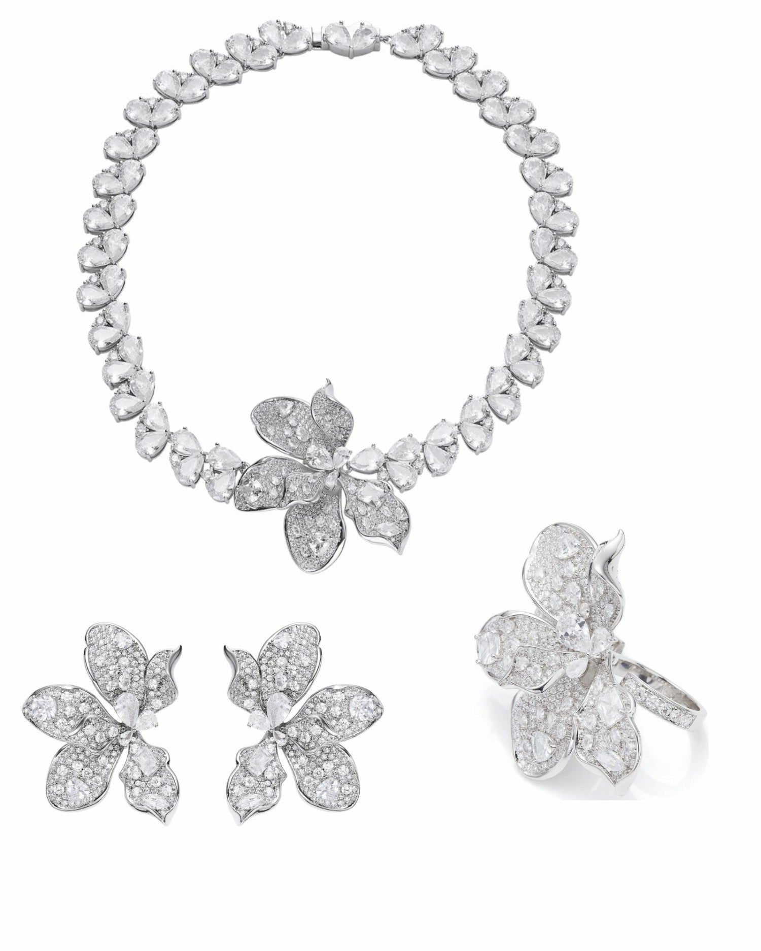 The Midnight Garden: Silver Jewelry Set for Bridal Events | Nana Jacqueline