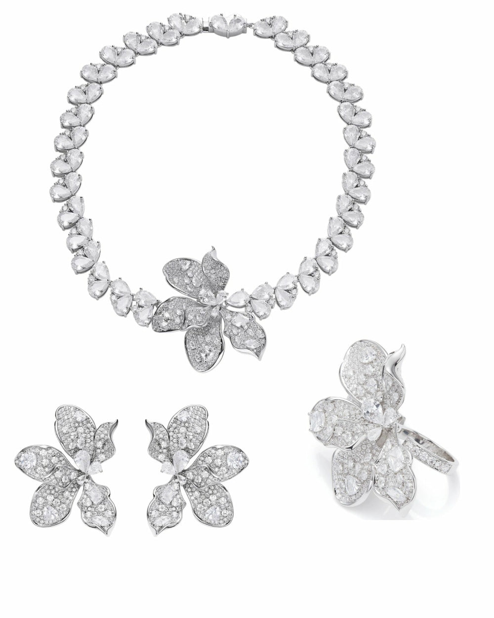 The Midnight Garden: Silver Jewelry Set for Bridal Events | Nana Jacqueline