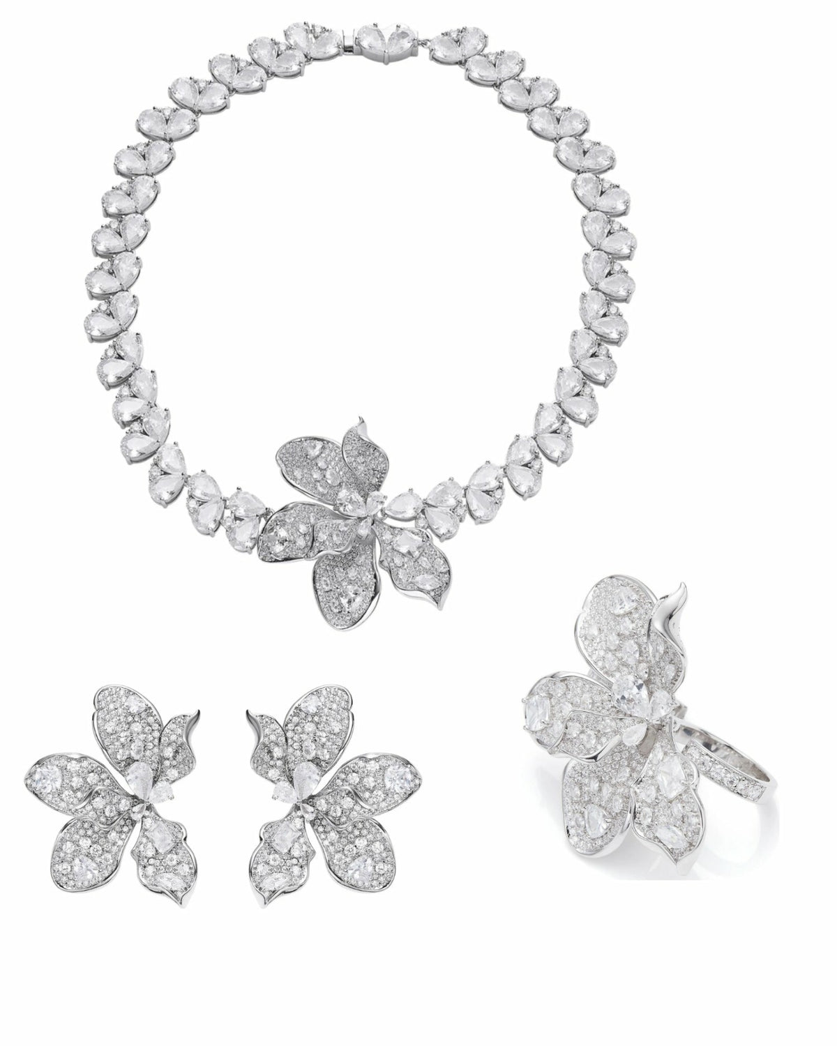 The Midnight Garden: Silver Jewelry Set for Bridal Events | Nana Jacqueline