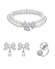 The Pearl & Diamonds Set: White Jewelry Set for Bridal Shower | Nana Jacqueline
