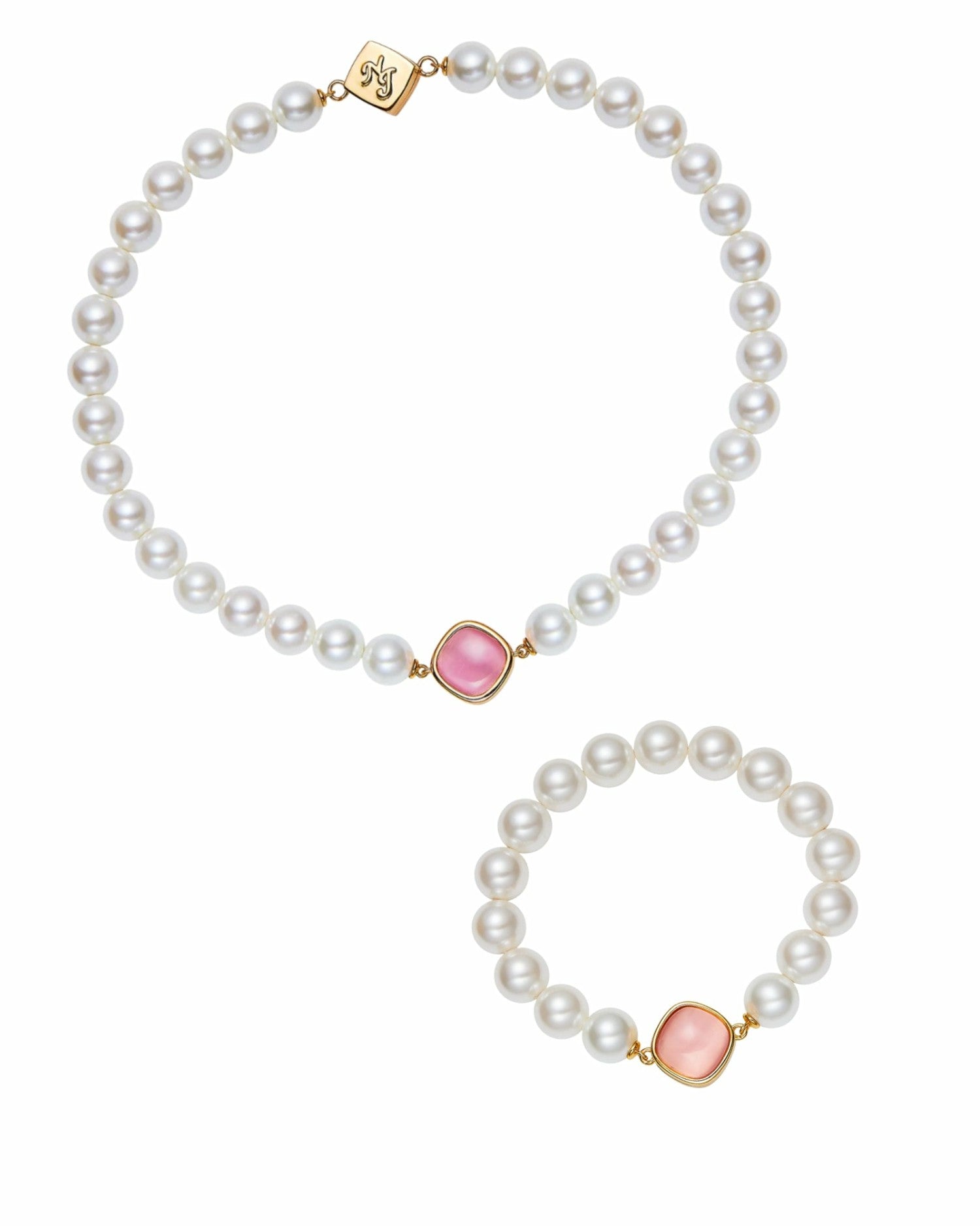 Pearl Embrace: White Pink Jewelry Bundle for Mother's Day Gift | Nana Jacqueline
