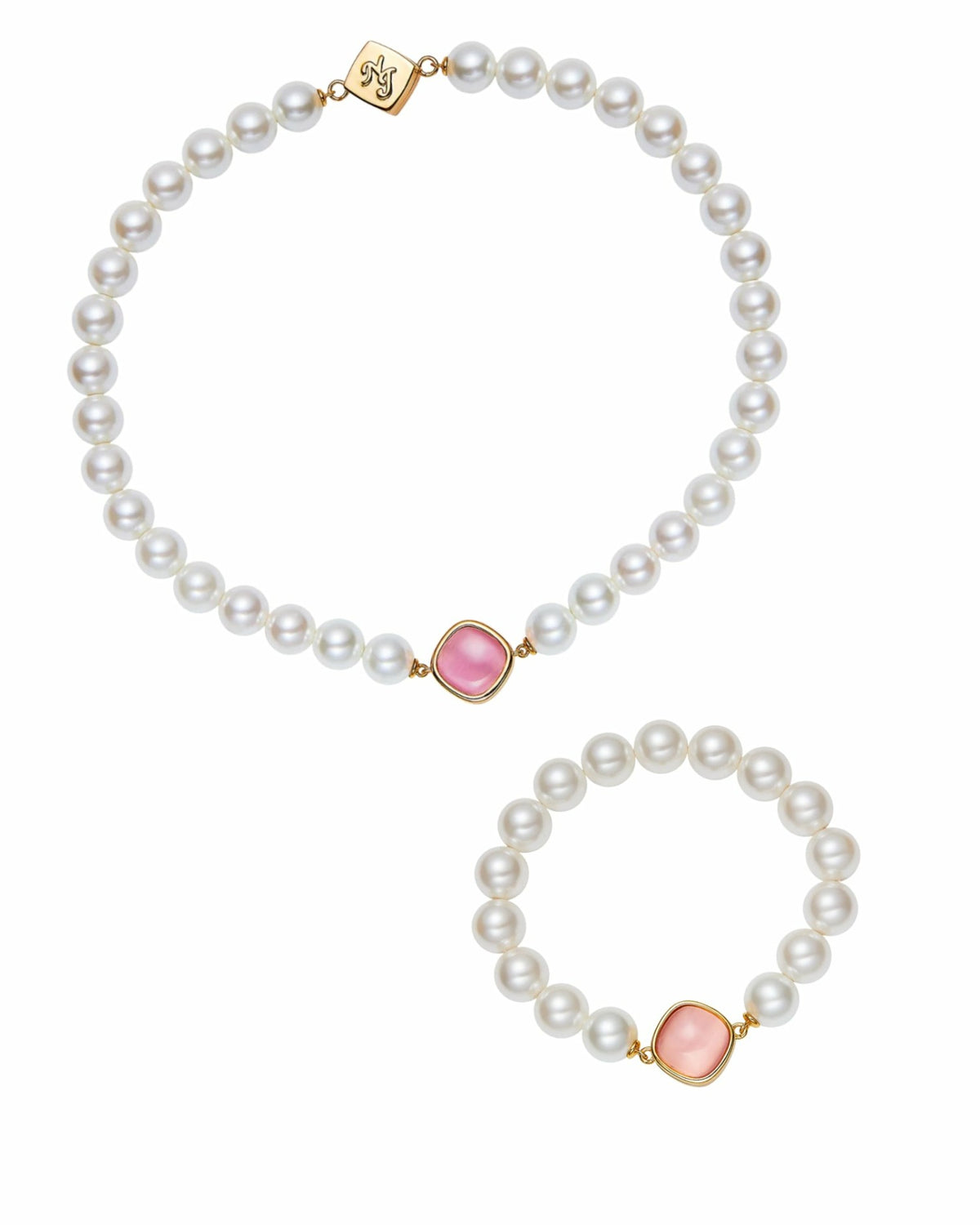 Pearl Embrace: White Pink Jewelry Bundle for Mother's Day Gift | Nana Jacqueline