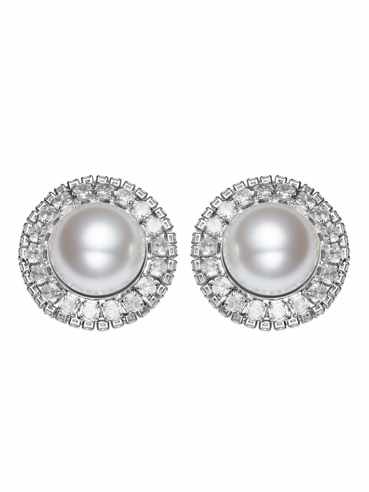 Celestia Pearl Halo White Earrings | Nana Jacqueline