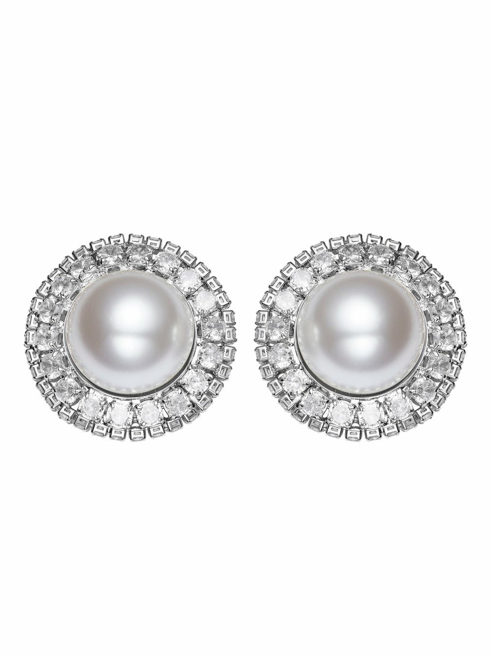 Celestia Pearl Halo White Earrings | Nana Jacqueline