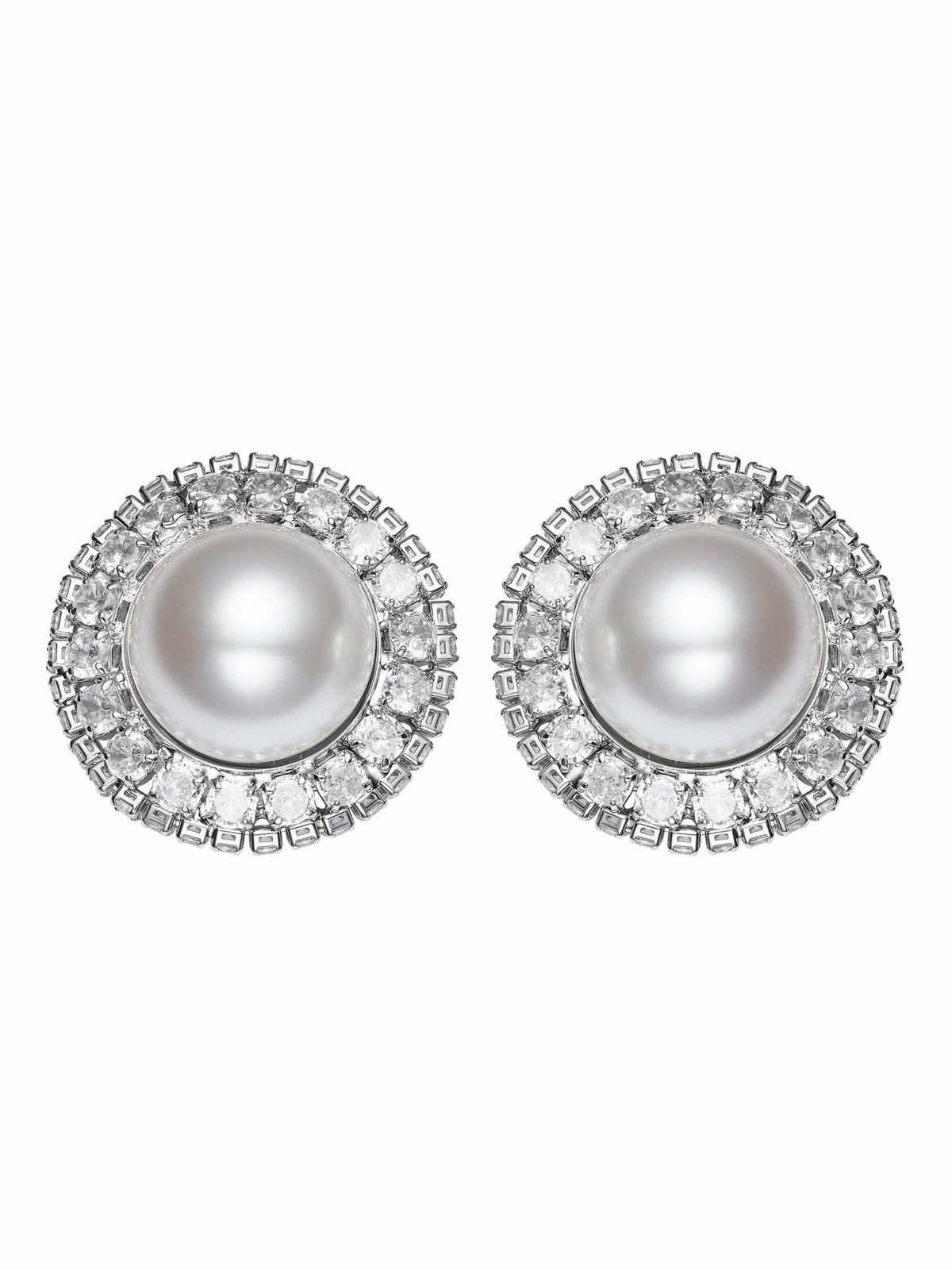 Celestia Pearl Halo White Earrings | Nana Jacqueline