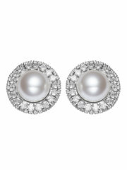 Celestia Pearl Halo White Earrings | Nana Jacqueline