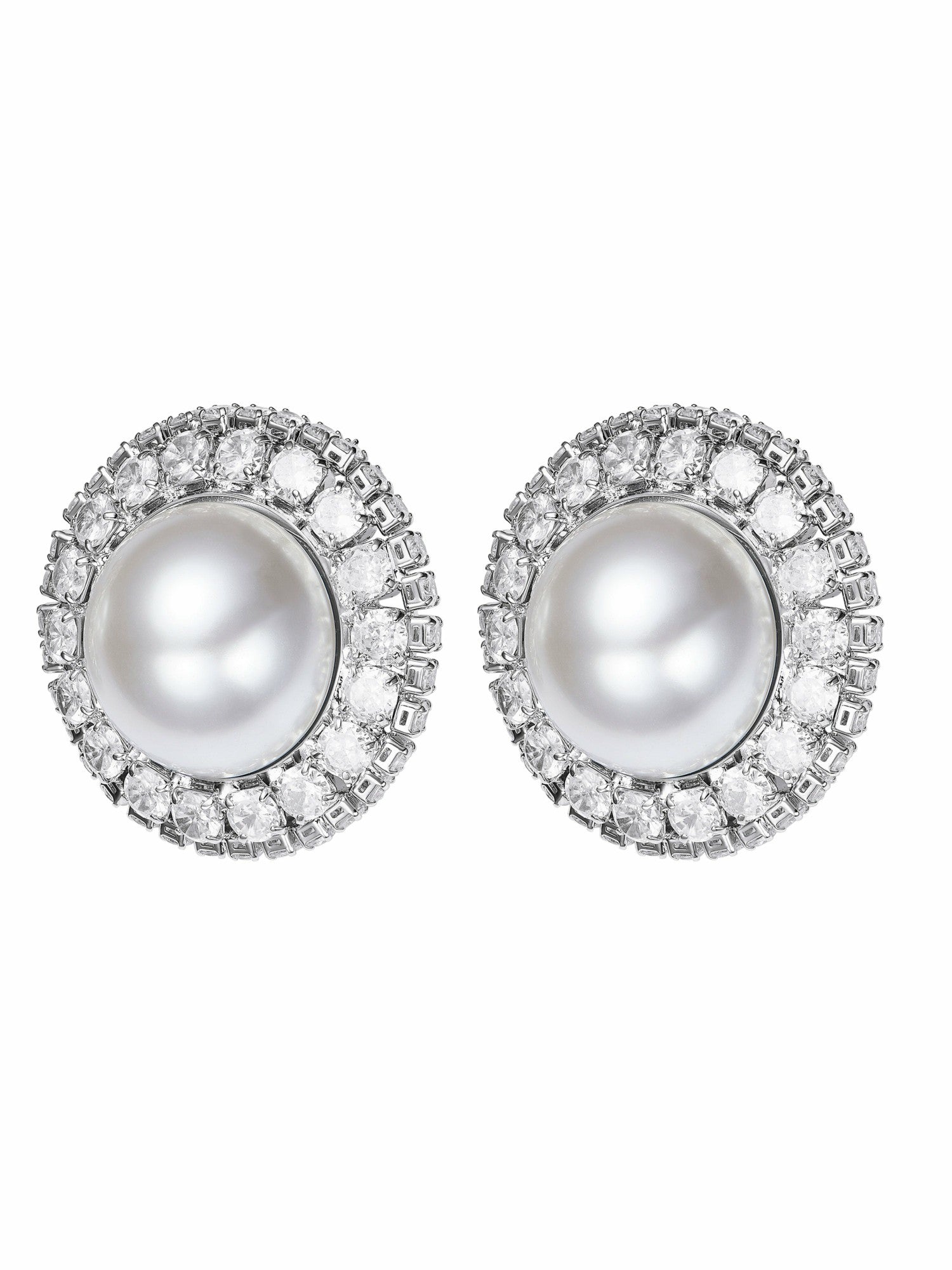 Celestia Pearl Halo White Earrings | Nana Jacqueline