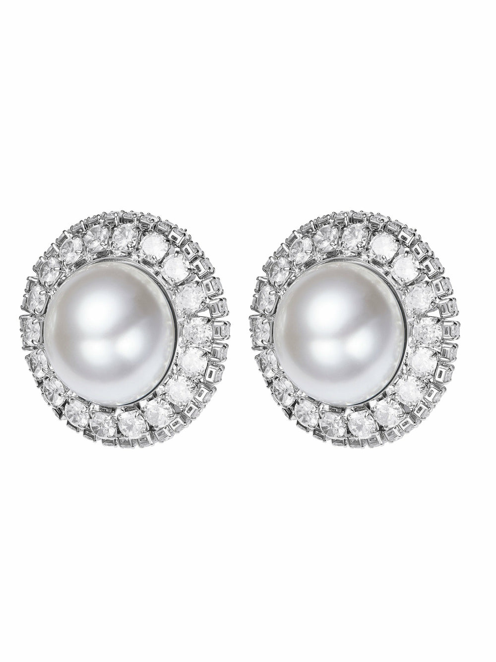 Celestia Pearl Halo White Earrings | Nana Jacqueline