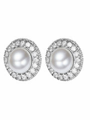 Celestia Pearl Halo White Earrings | Nana Jacqueline