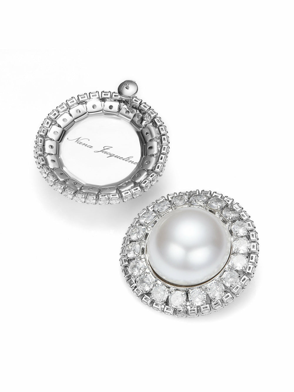 Celestia Pearl Halo White Earrings | Nana Jacqueline
