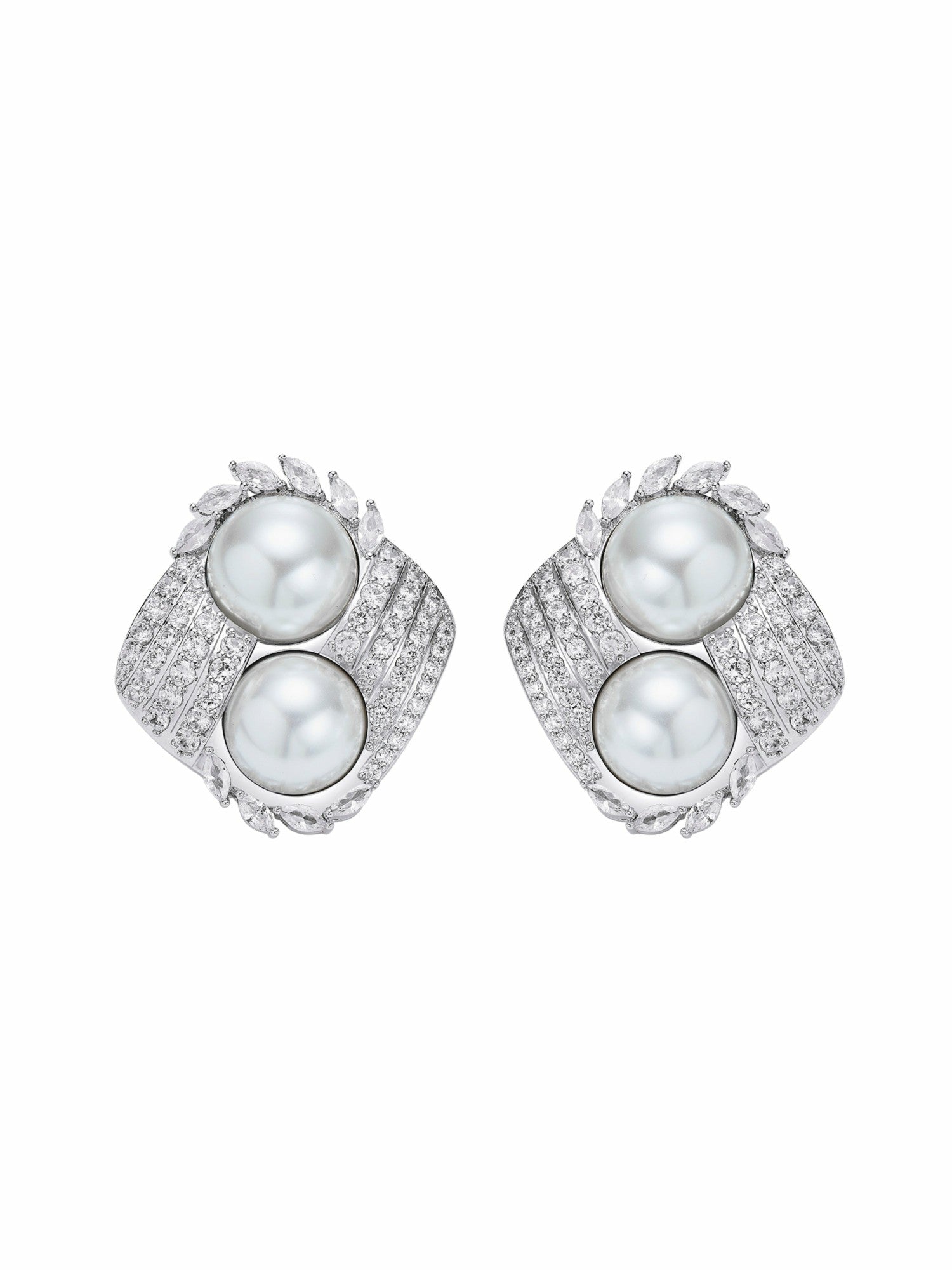 Amoura Double Pearl White Earrings | Nana Jacqueline
