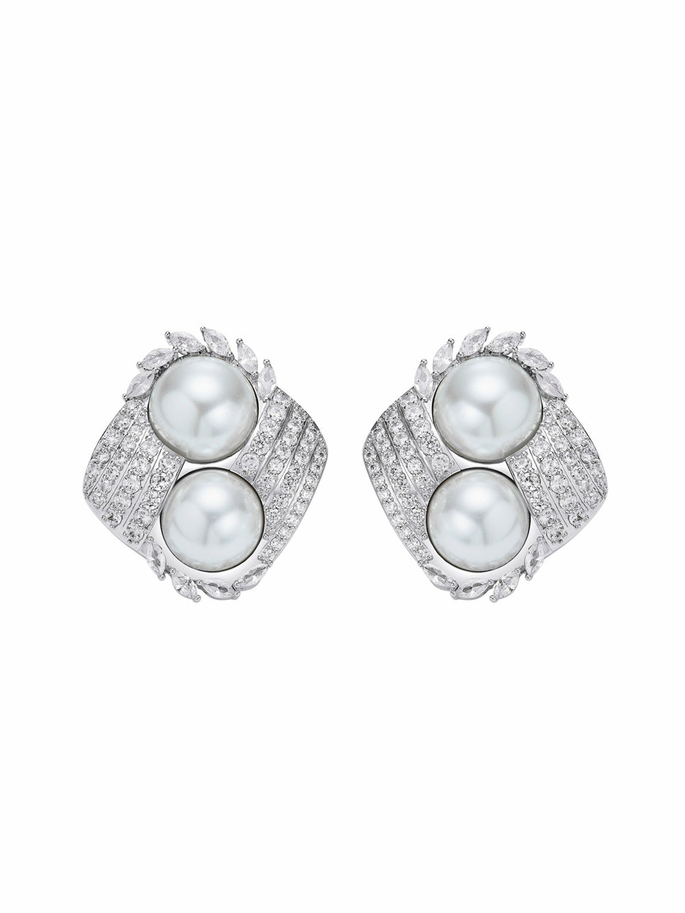 Amoura Double Pearl White Earrings | Nana Jacqueline