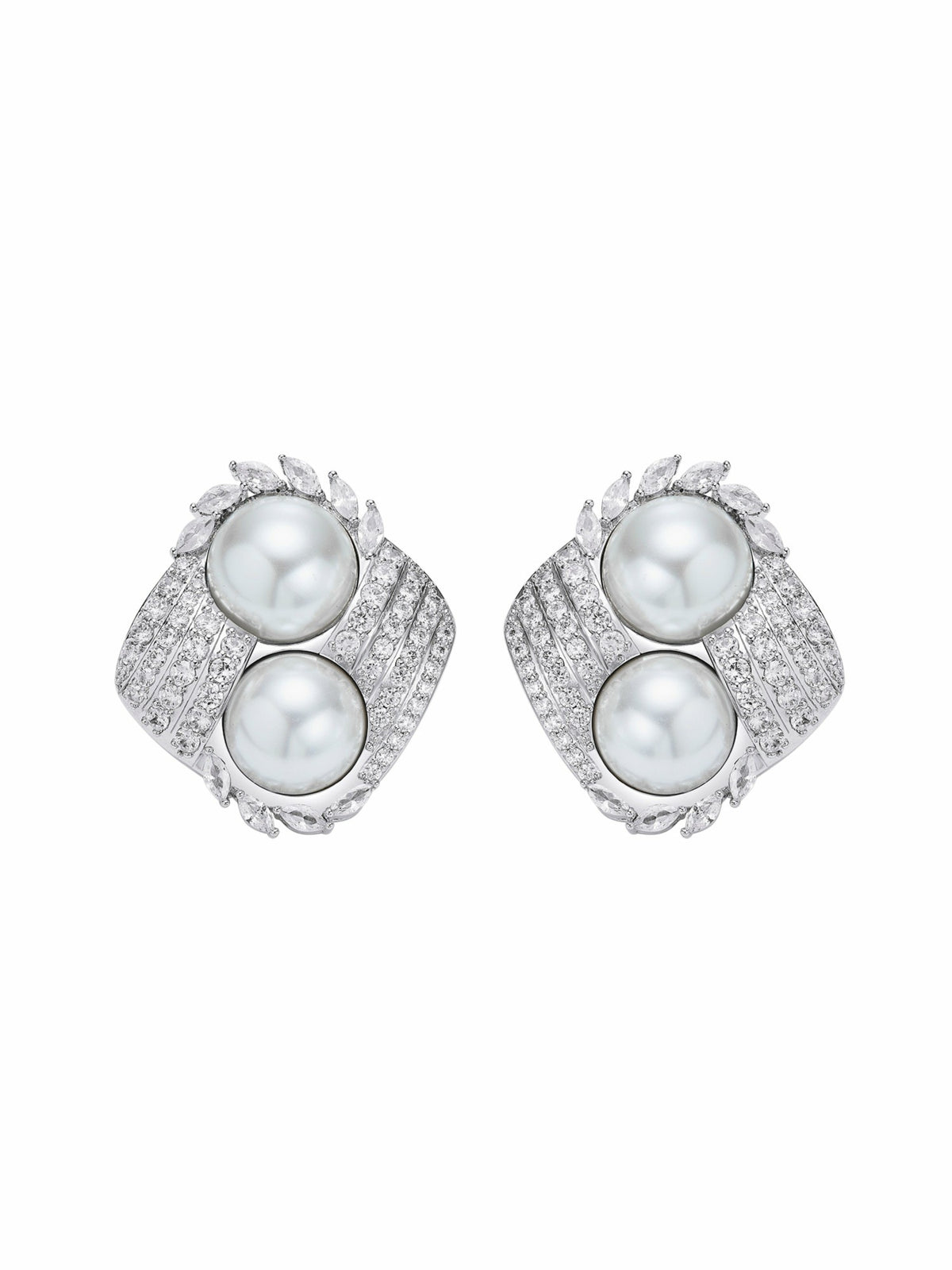 Amoura Double Pearl White Earrings | Nana Jacqueline