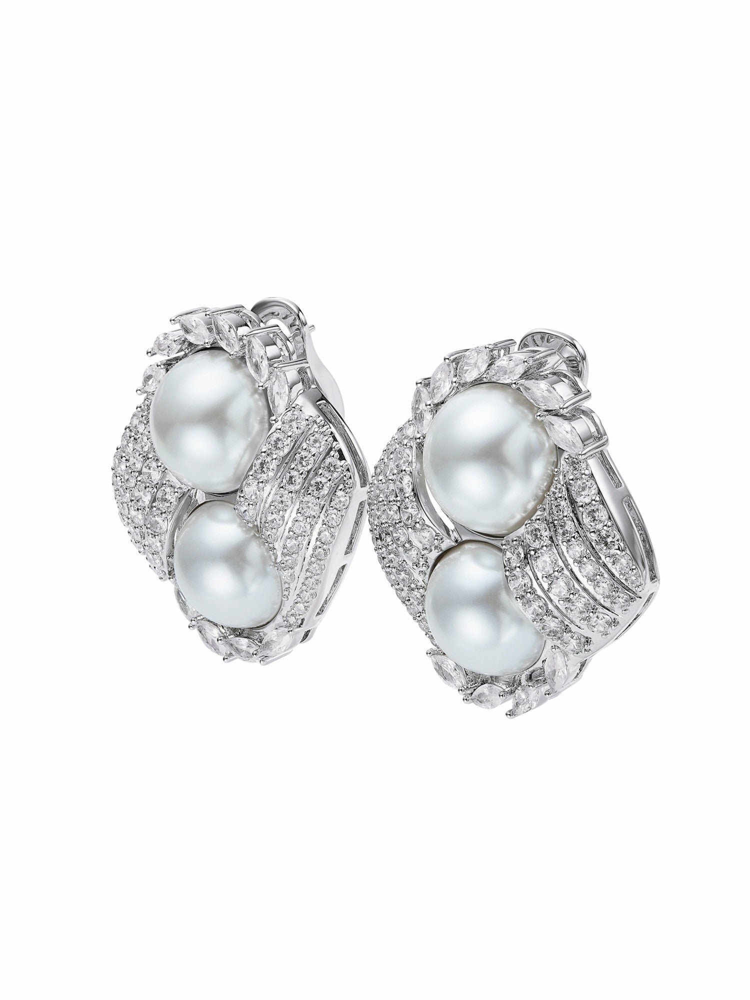 Amoura Double Pearl White Earrings | Nana Jacqueline