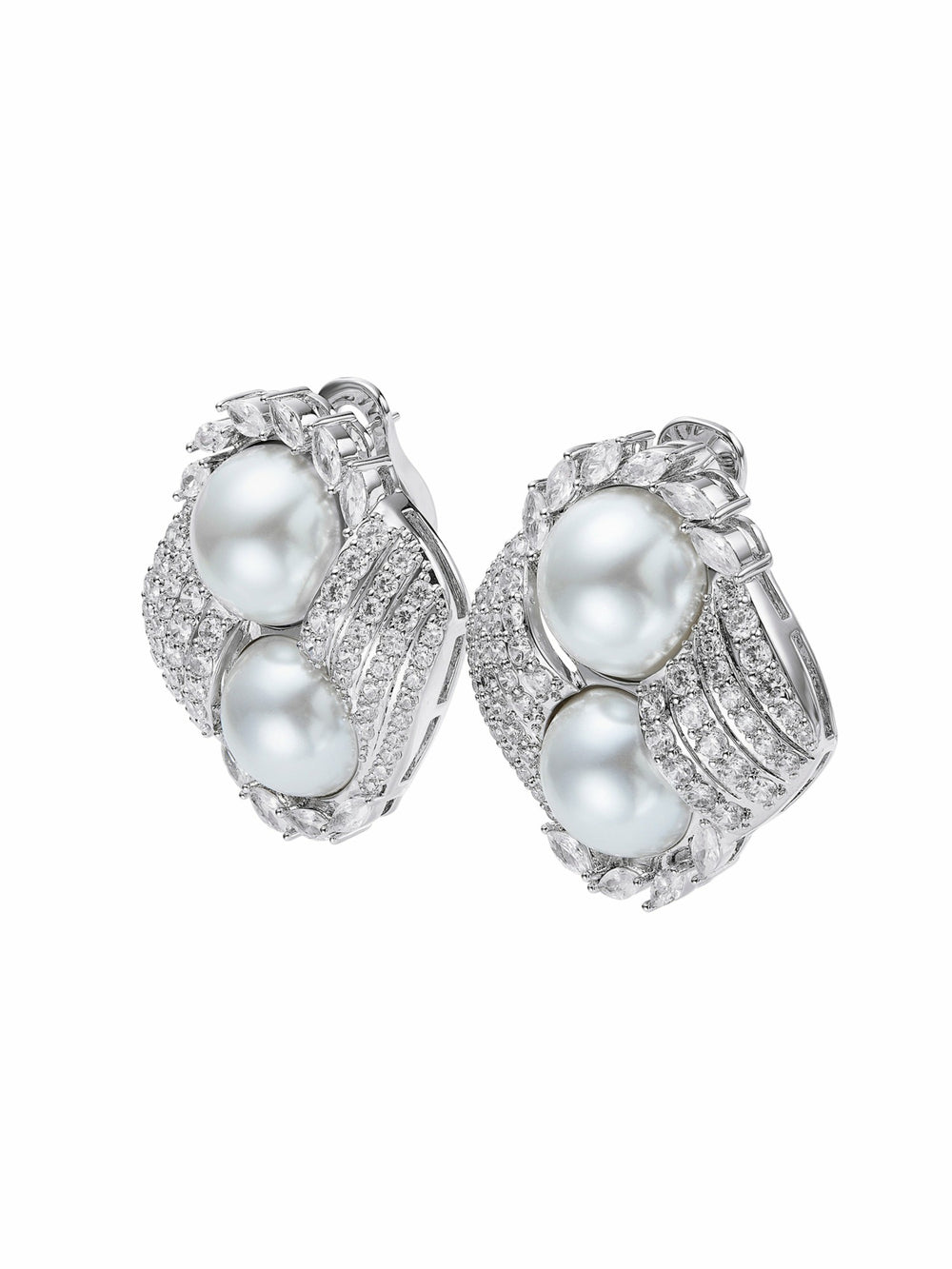 Amoura Double Pearl White Earrings | Nana Jacqueline