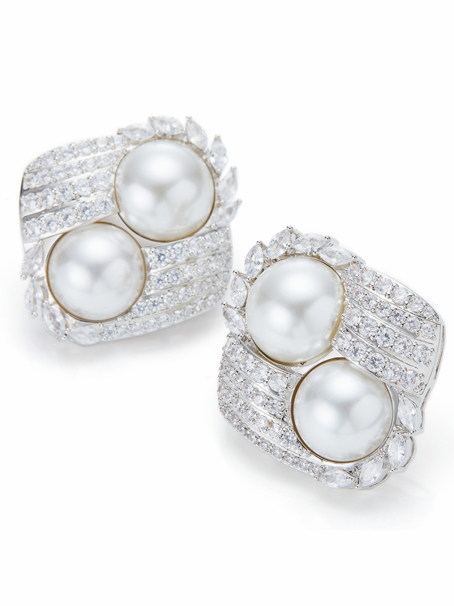 Amoura Double Pearl White Earrings | Nana Jacqueline