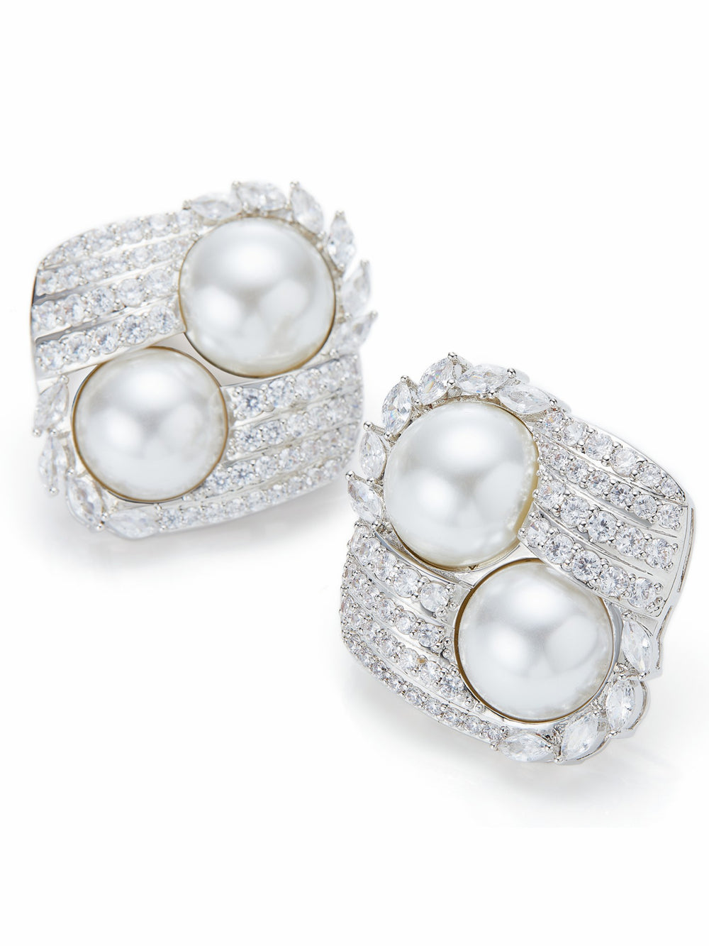Amoura Double Pearl White Earrings | Nana Jacqueline