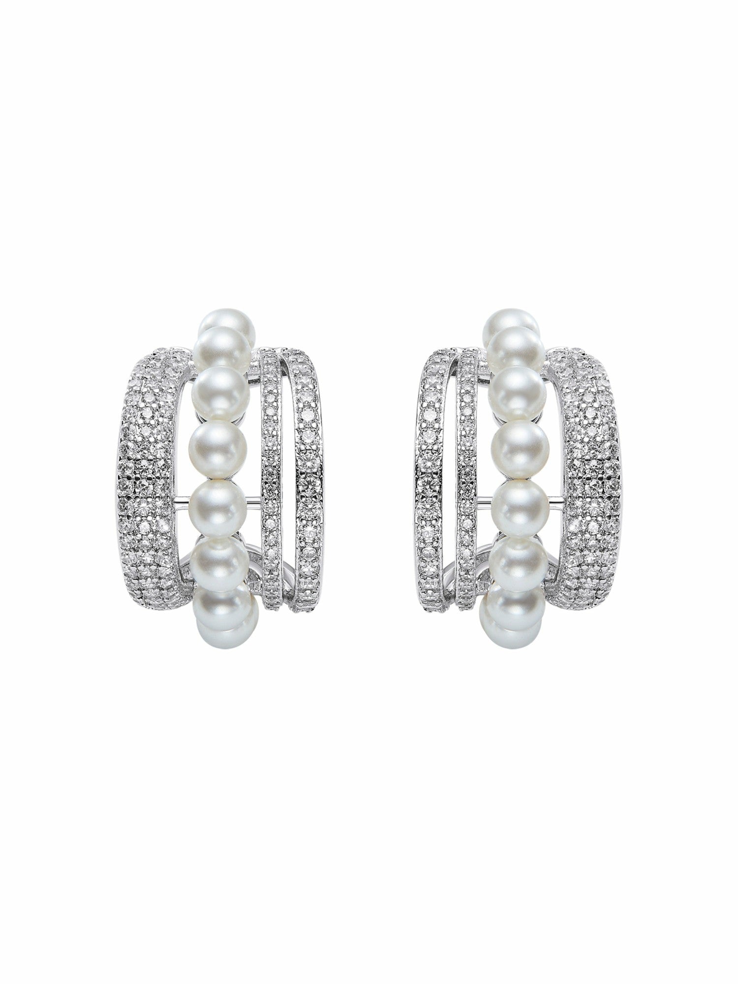 Fauna Curved Pearl White Earrings | Nana Jacqueline