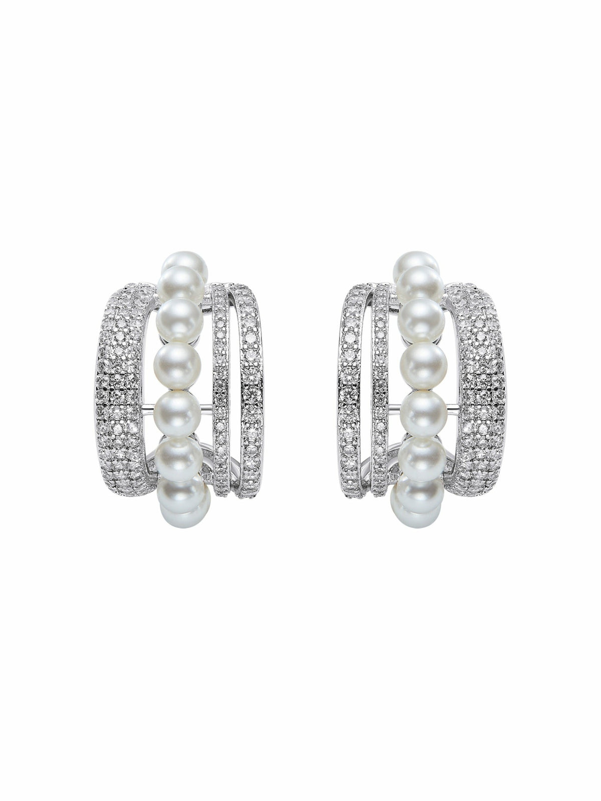 Fauna Curved Pearl White Earrings | Nana Jacqueline