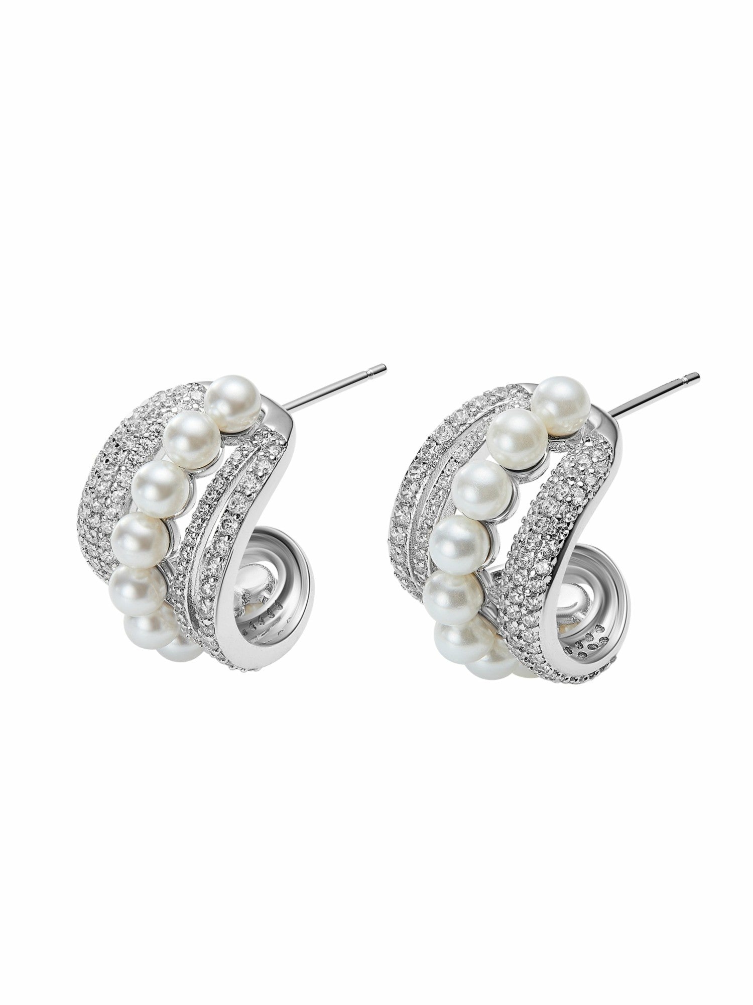 Fauna Curved Pearl White Earrings | Nana Jacqueline
