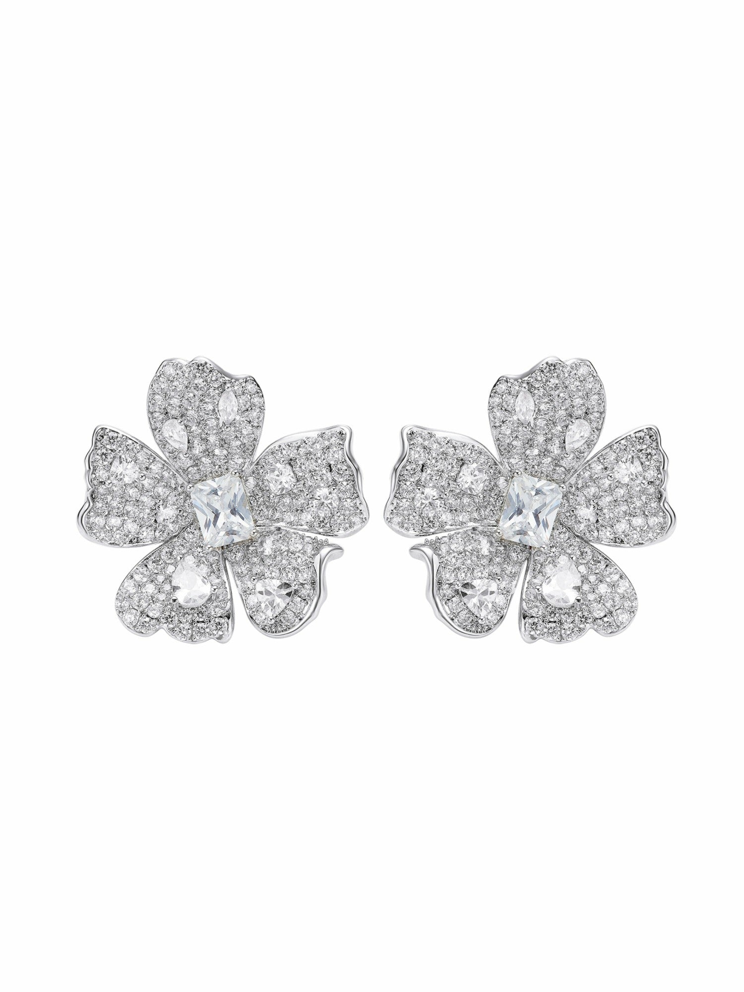 Flora Floral Crystal White Earrings | Nana Jacqueline