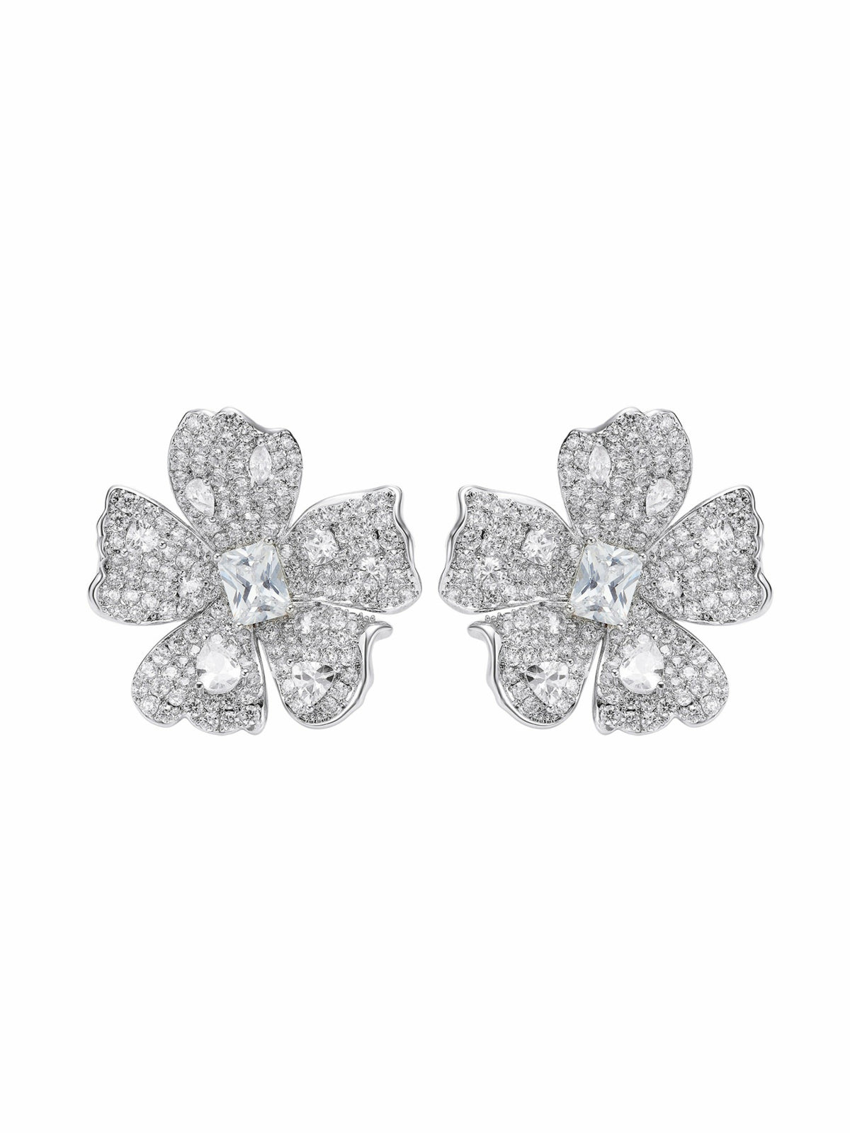 Flora Floral Crystal White Earrings | Nana Jacqueline
