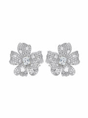 Flora Floral Crystal White Earrings | Nana Jacqueline