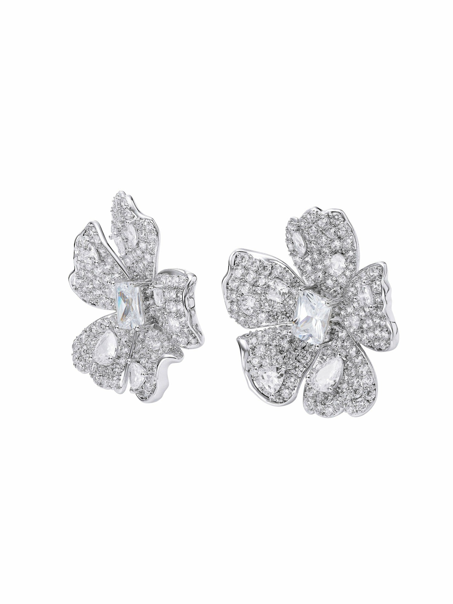 Flora Floral Crystal White Earrings | Nana Jacqueline