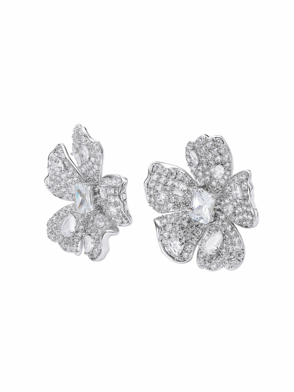 Flora Floral Crystal White Earrings | Nana Jacqueline