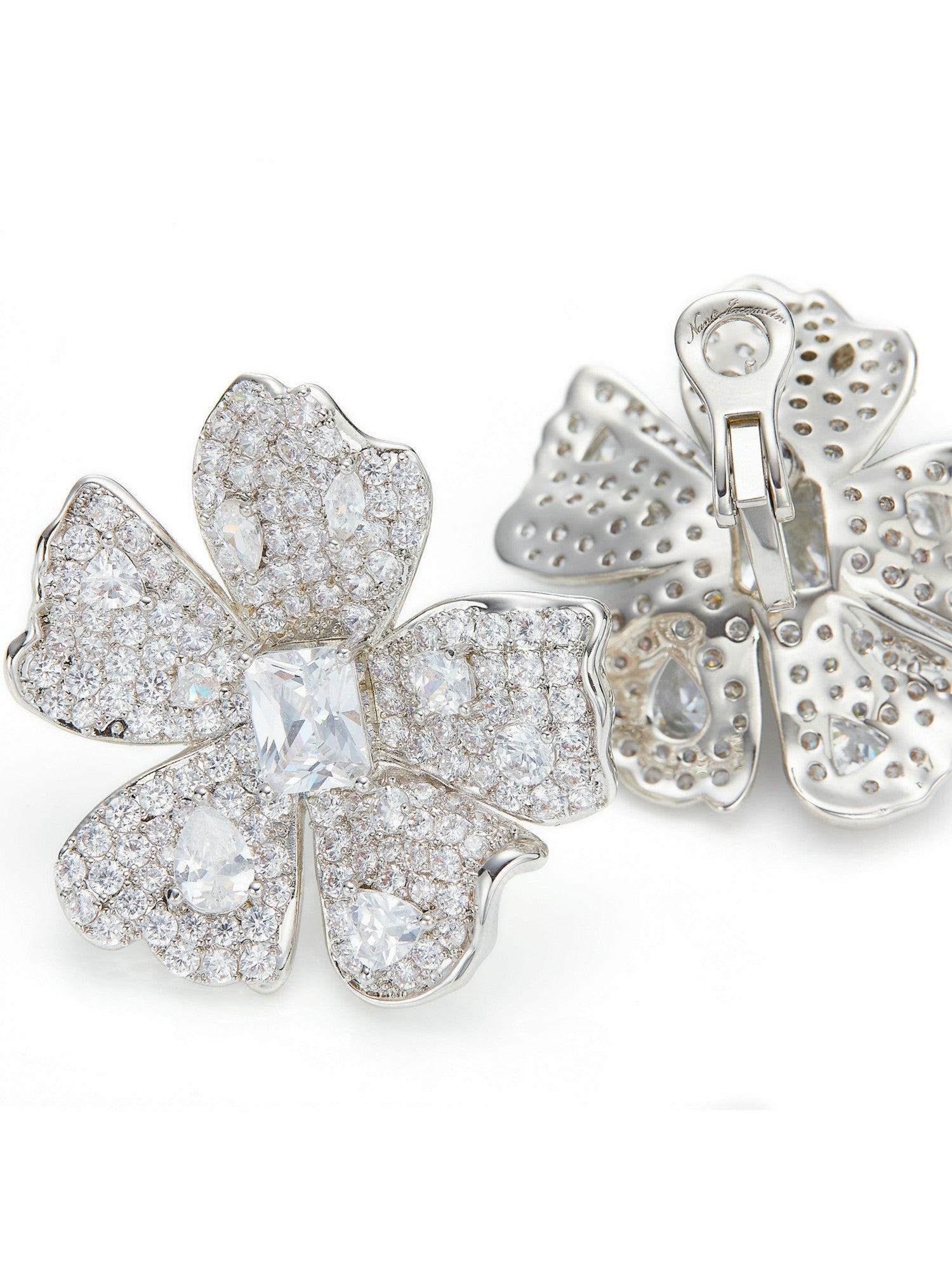 Flora Floral Crystal White Earrings | Nana Jacqueline