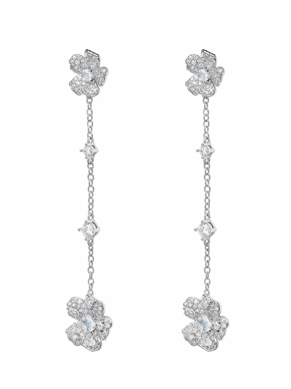 Fallon Floral Tassel White Earrings | Nana Jacqueline