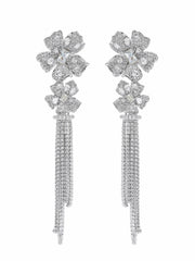 Lucienne Floral Tassel White Earrings | Nana Jacqueline