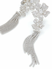Lucienne Floral Tassel White Earrings | Nana Jacqueline