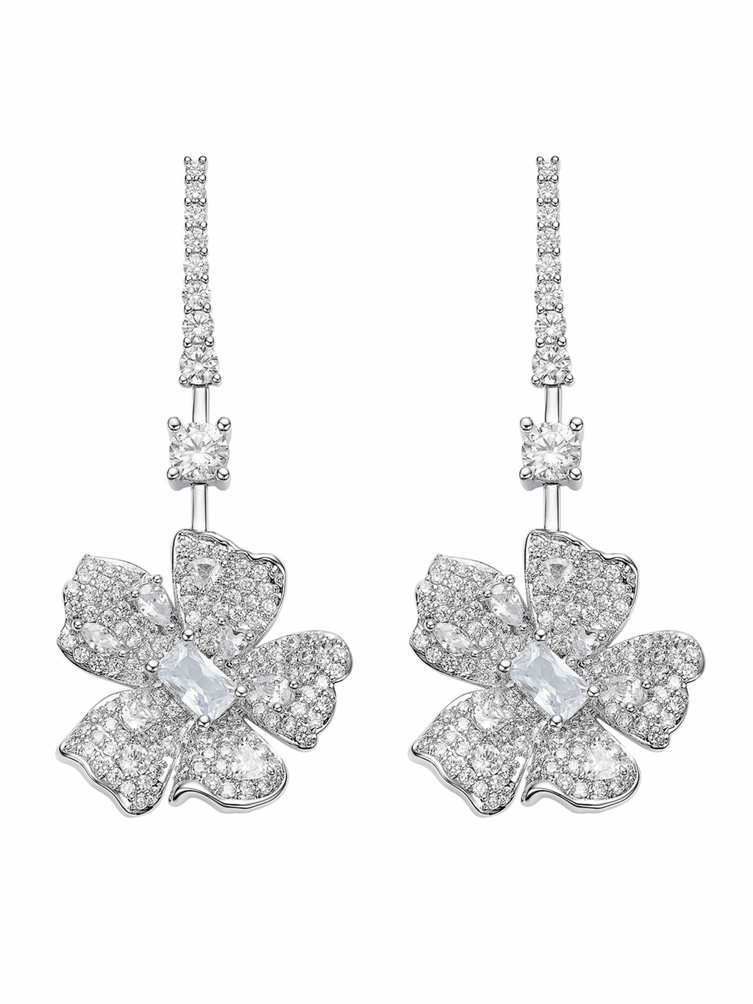 Isadora Floral Drop White Earrings | Nana Jacqueline