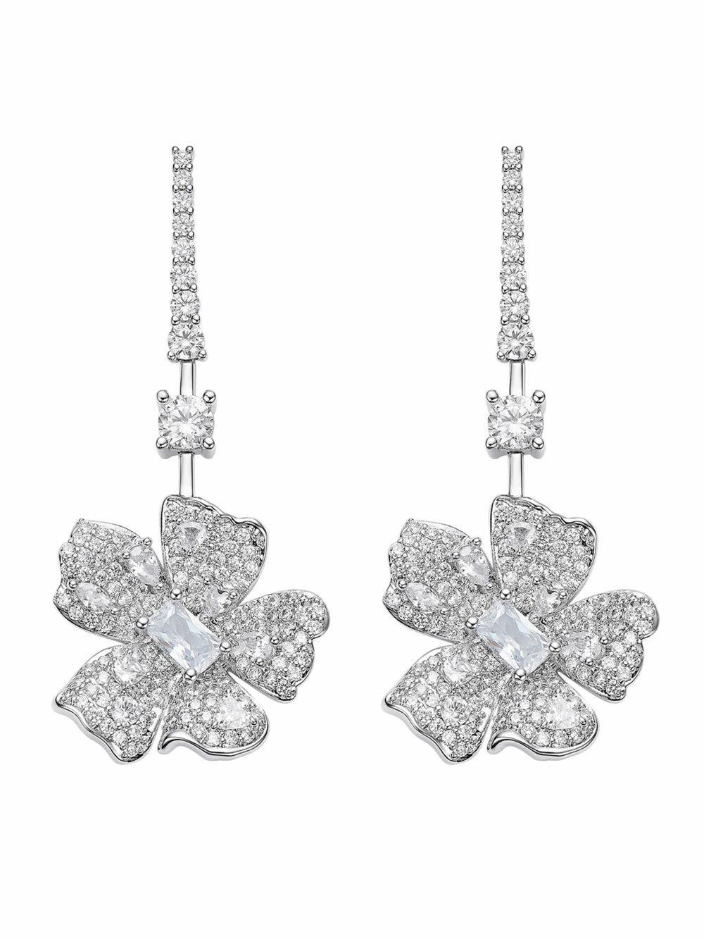 Isadora Floral Drop White Earrings | Nana Jacqueline