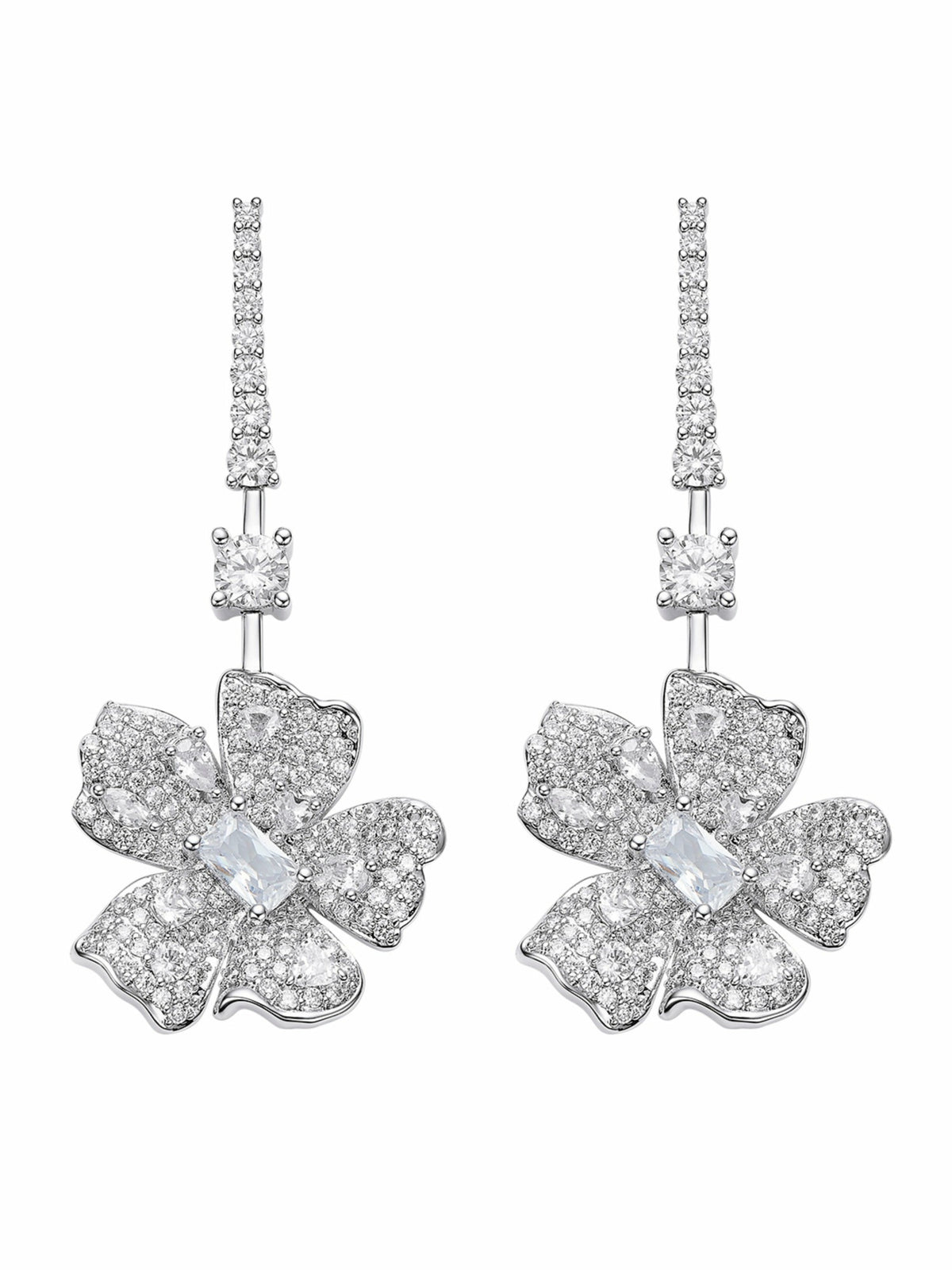 Isadora Floral Drop White Earrings | Nana Jacqueline