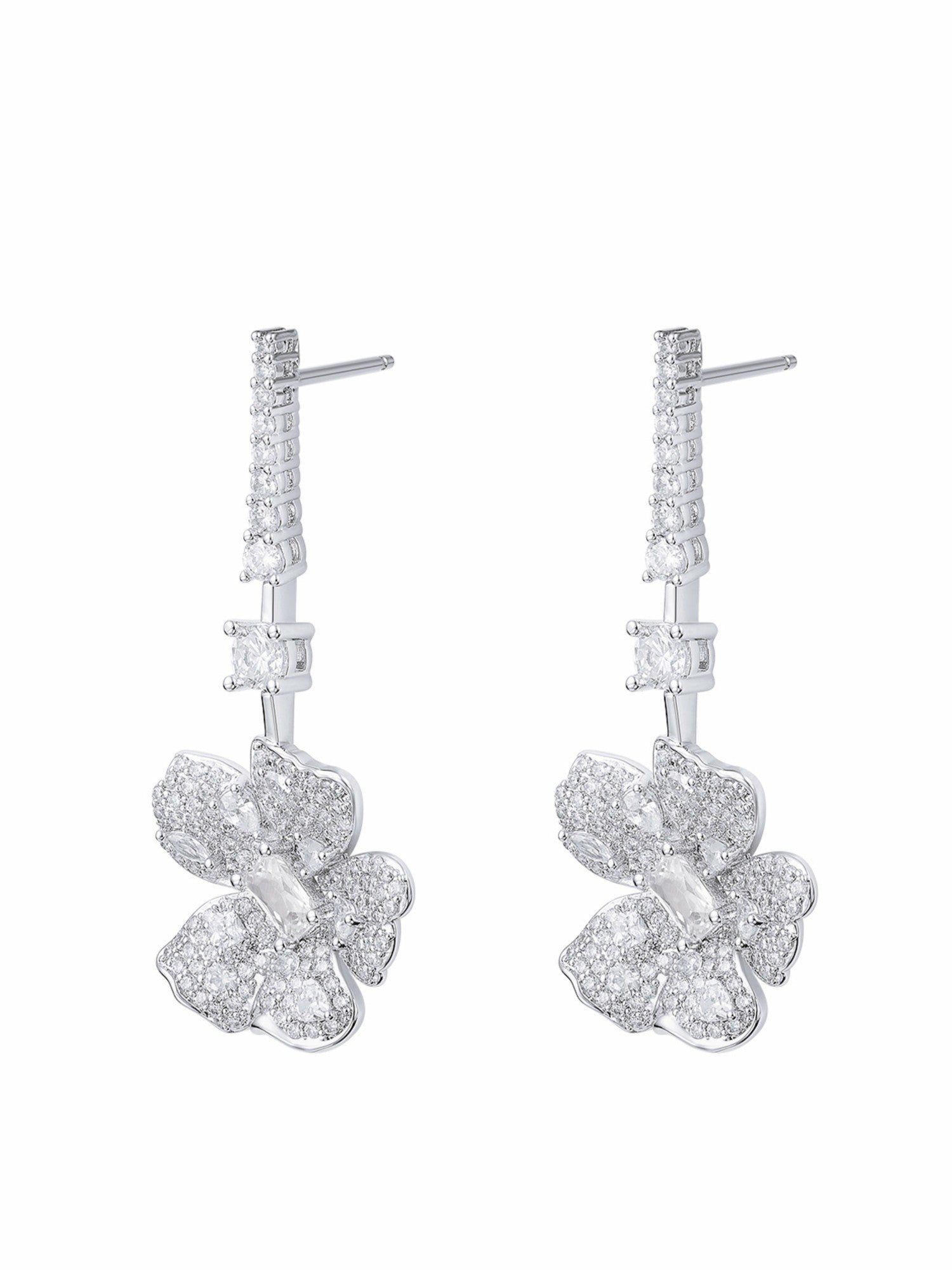 Isadora Floral Drop White Earrings | Nana Jacqueline