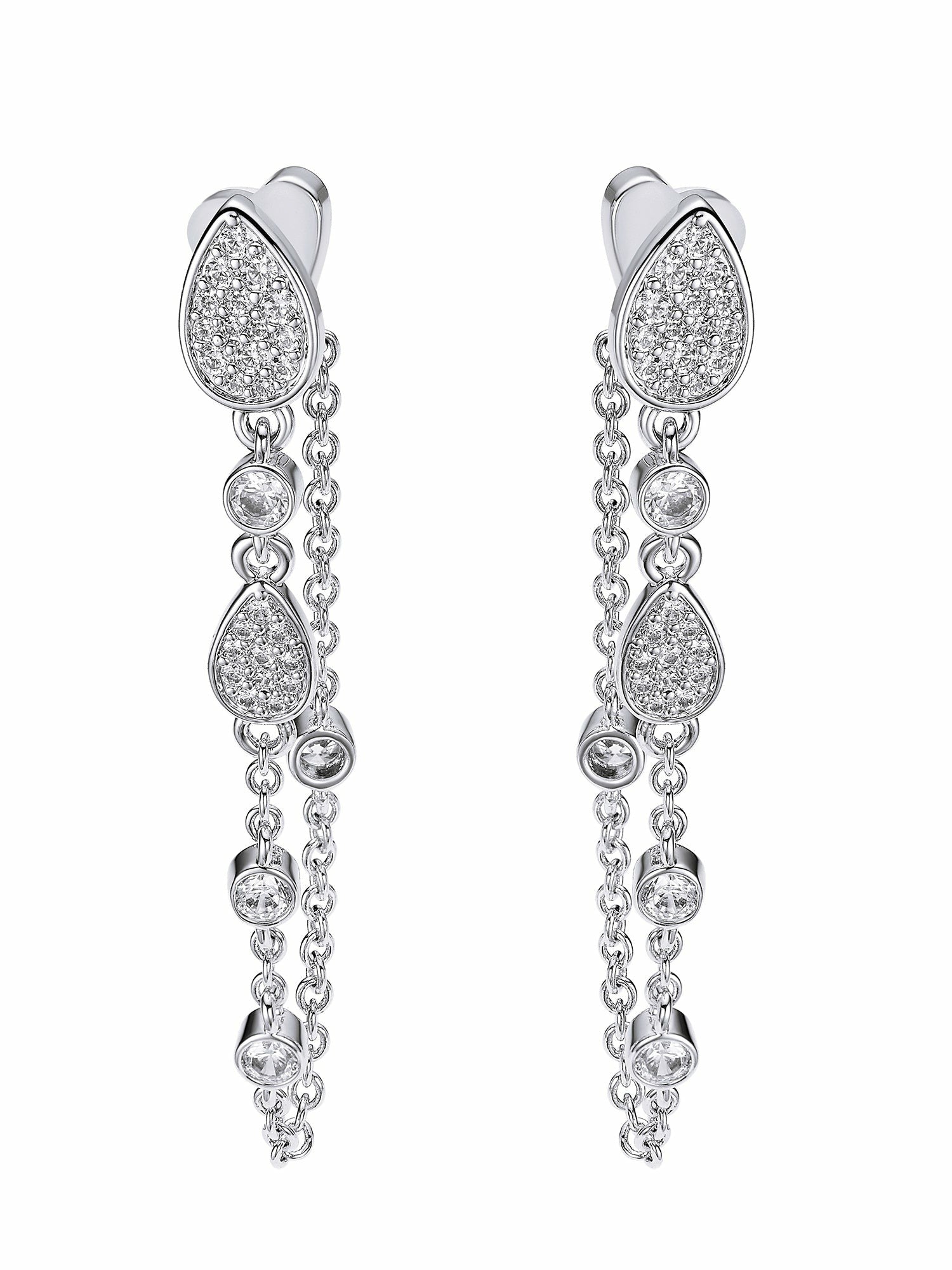 Amélie Pavé Crystal Drop Chain Earrings | Nana Jacqueline